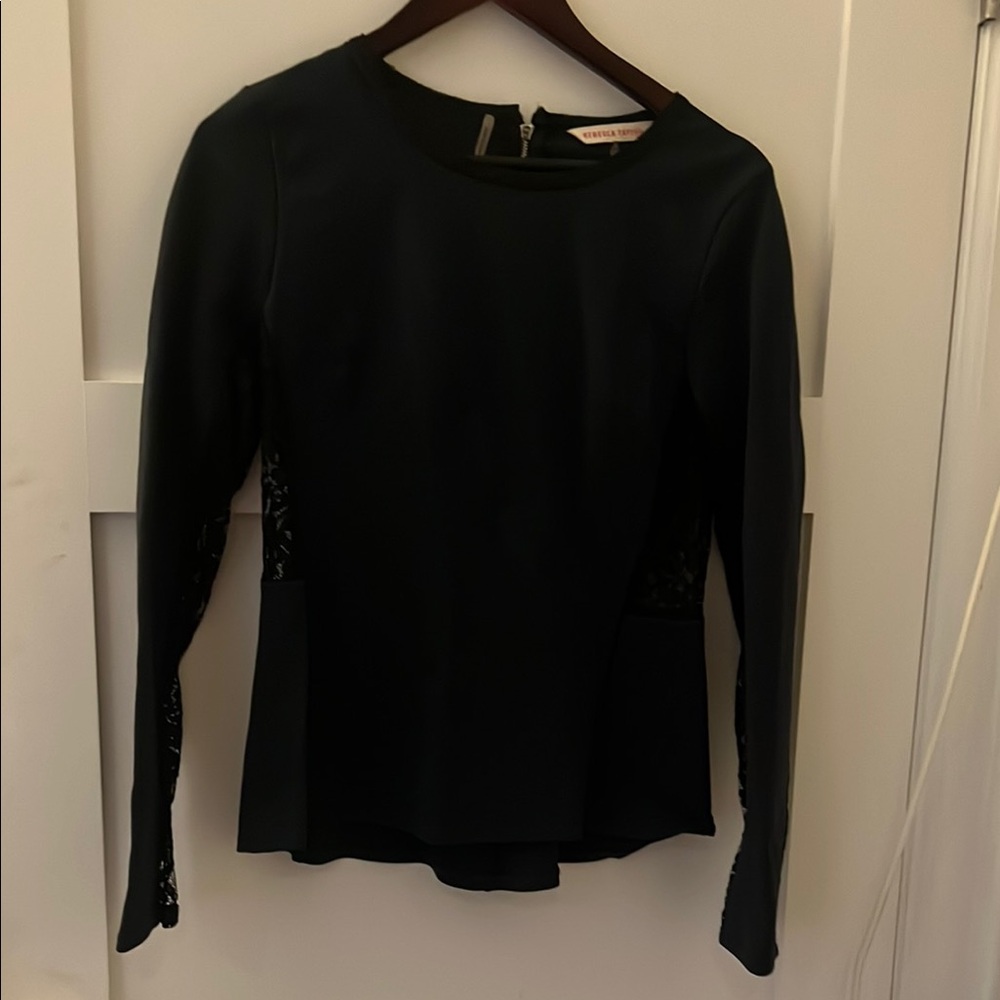 Rebecca Taylor Black Buttoned Fitted Blouse